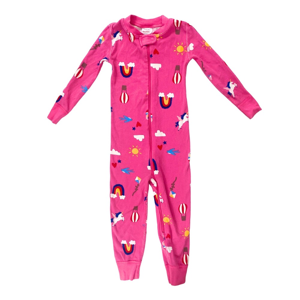 Hanna Andersson Kids Organic Cotton - Zip Up Pajamas - 3T Rainbow Unicorns